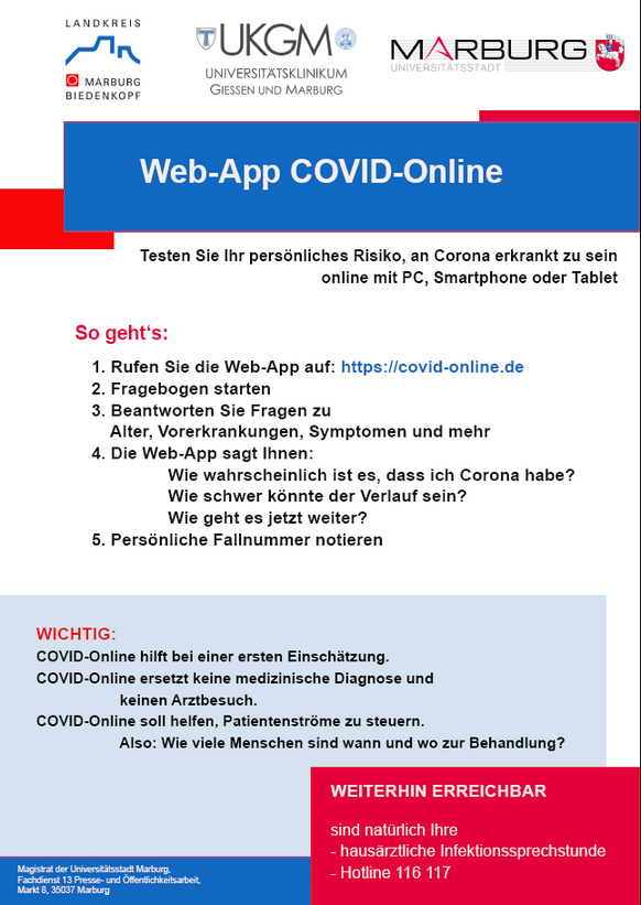 Infoflyer COVID-Online