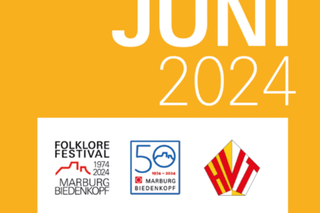 Logos: Folklore-Festival, Landkreis Marburg-Biedenkopf, HVT: Hessische Vereinigung für Tanz und Trachtenpflege