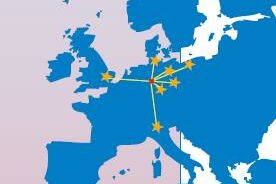 Übersichtskarte Europa mit Markierung der Partnerschaftsorte