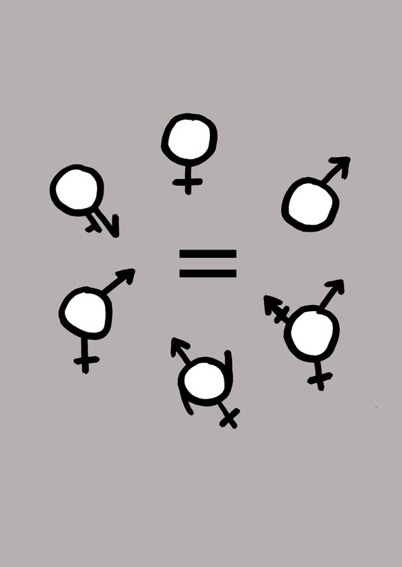 Zeichnung von Symbolen verschiedener Geschlechtstypen