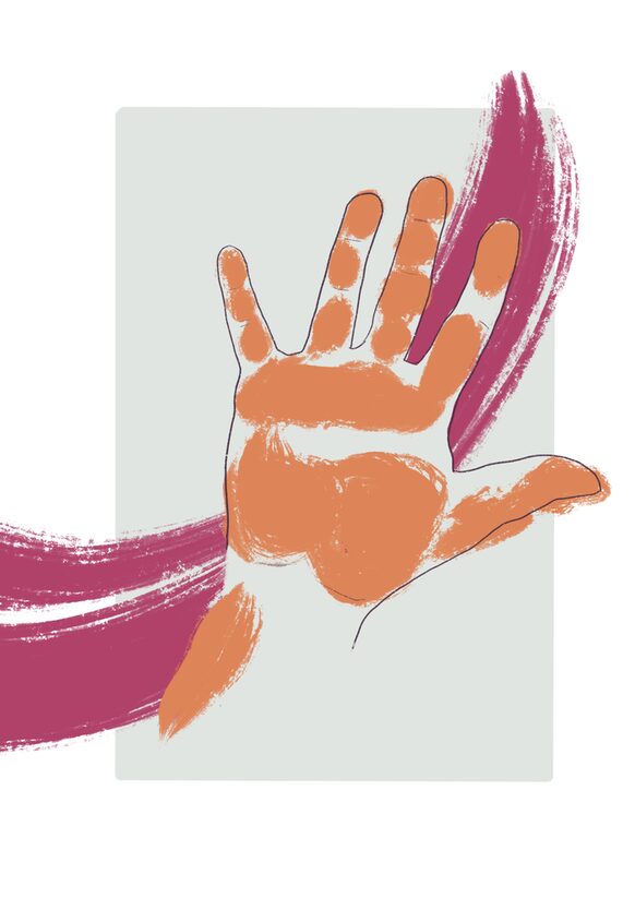 Zeichnung einer gehobenen Hand