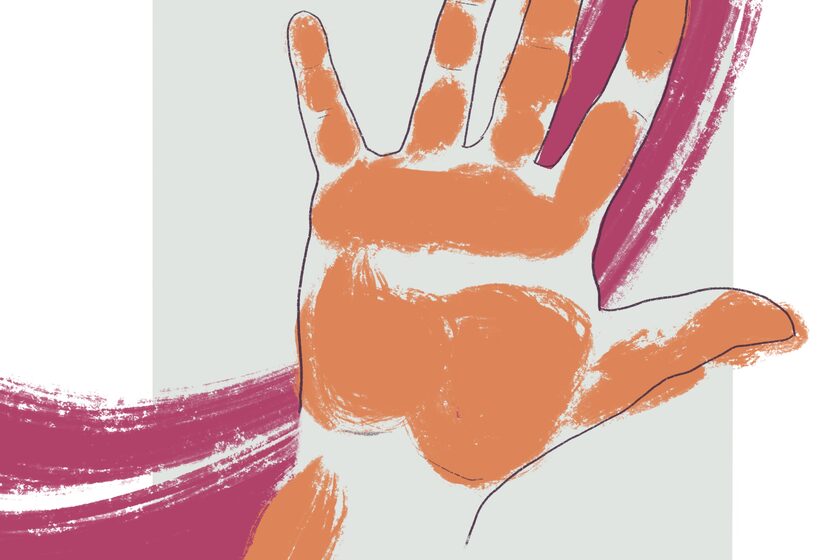Zeichnung einer gehobenen Hand