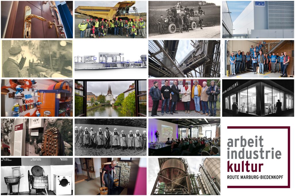 Collage mit Fotos der Route der Arbeits- und Industriekultur