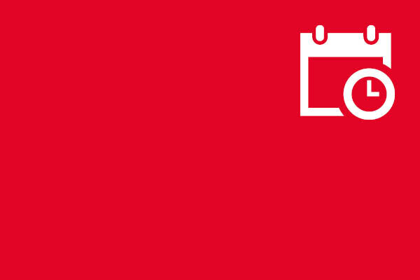 Symbol für Veranstaltungskalender auf roter Farbfläche