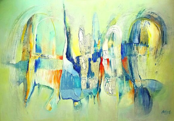 Aufbruch, 70 x 100 cm, Acryl, Mischtechnik, Doris Bönsch