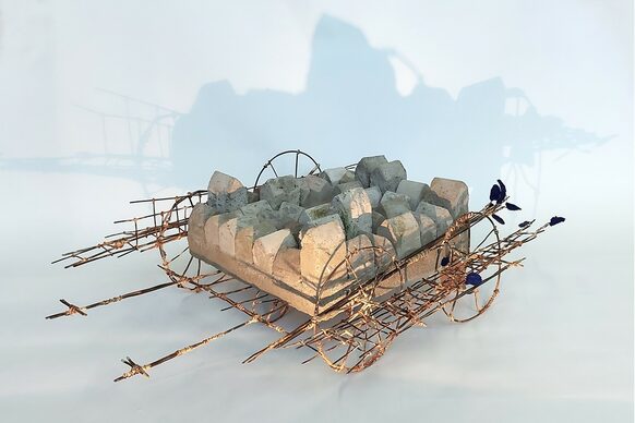 Staubhäuser, 20x20x20 cm, Beton, Draht, Hausstaub, Hans Schohl