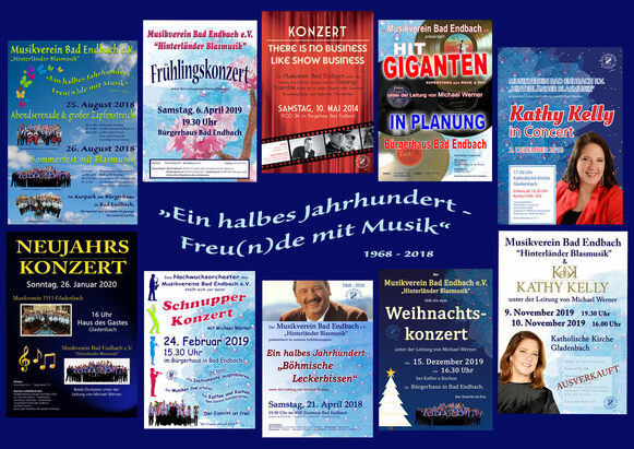 Collage von Konzertplakaten des Musikvereins Bad Endbach