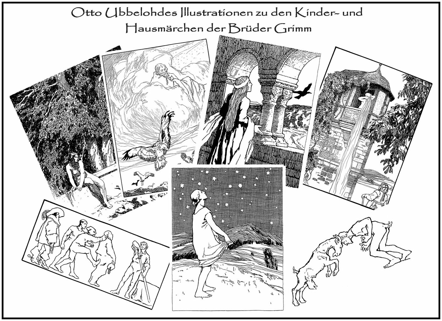 Collage mehrerer Märchenillustrationen