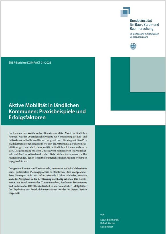 Titelseite Mobilität in ländlichen  Kommunen: Praxisbeispiele und  Erfolgsfaktoren