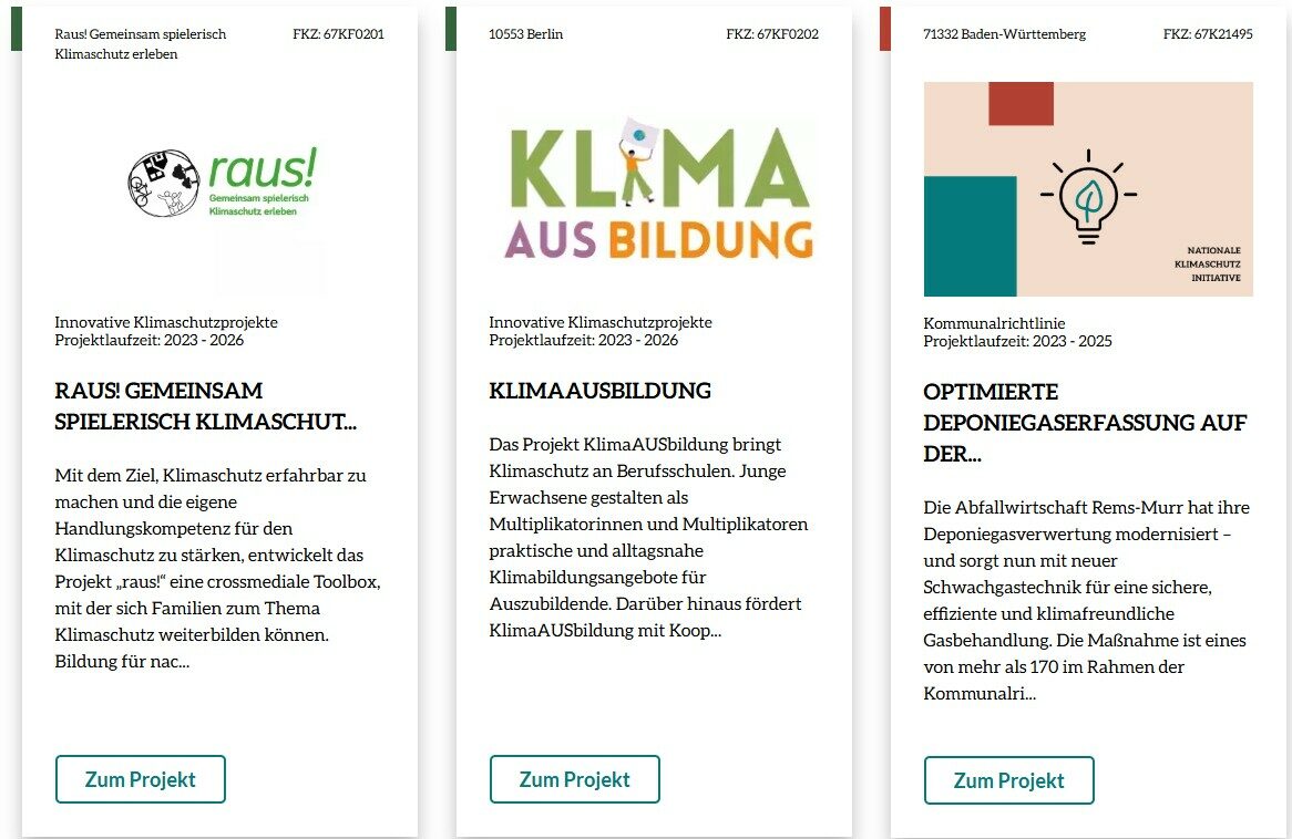 Geförderte Projekte des BMUKN