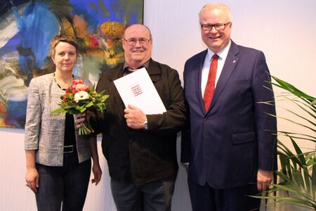 Finanzminister Dr. Thomas Schäfer, Dieter Neuendorf und Landrätin Kirsten Fründt