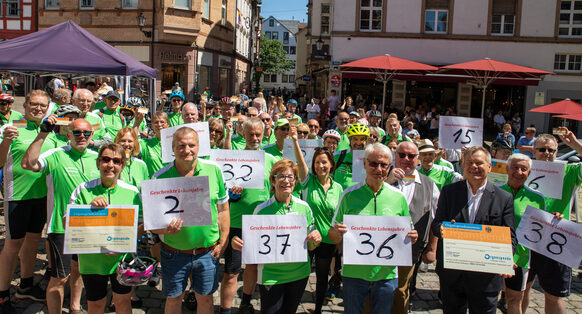 Teilnehmer und Teilnehmerinnen der 7. Radtour für Organspede