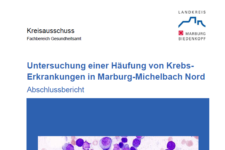 Titelseite Abschlussbericht Krebs-Erkrankungen in Marburg-Michelbach Nord