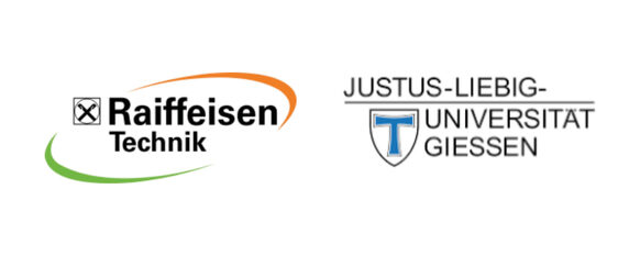 Logos "Raiffeisen Technik" sowie "Justus-Liebig-Universität Gießen