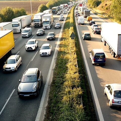 Lkw und Pkw auf der Autobahn